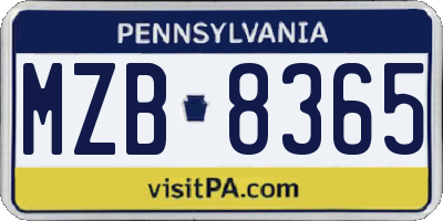 PA license plate MZB8365
