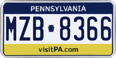 PA license plate MZB8366