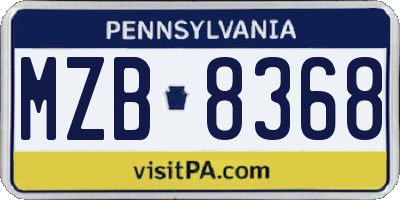 PA license plate MZB8368