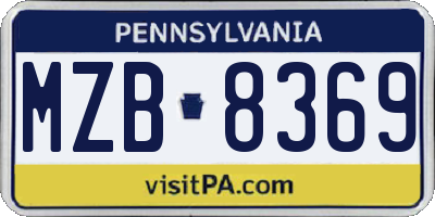 PA license plate MZB8369
