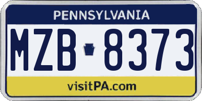 PA license plate MZB8373
