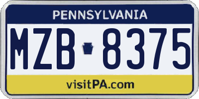 PA license plate MZB8375