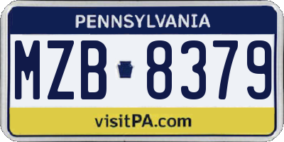 PA license plate MZB8379