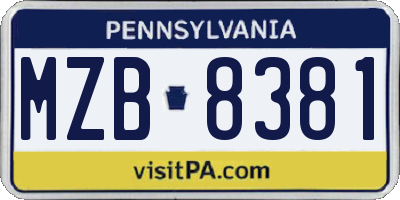PA license plate MZB8381