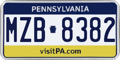 PA license plate MZB8382