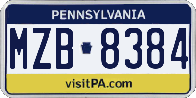 PA license plate MZB8384