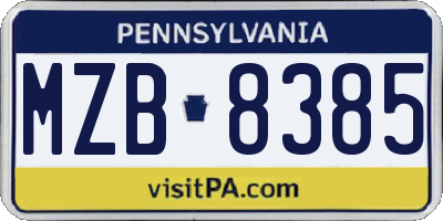 PA license plate MZB8385