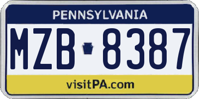 PA license plate MZB8387