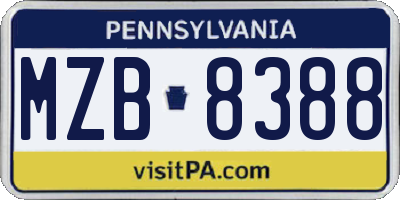 PA license plate MZB8388