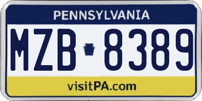 PA license plate MZB8389
