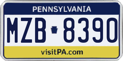 PA license plate MZB8390