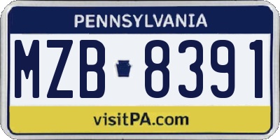PA license plate MZB8391