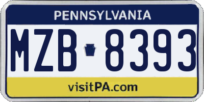 PA license plate MZB8393