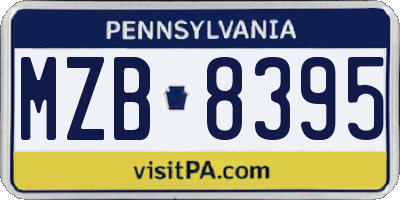 PA license plate MZB8395