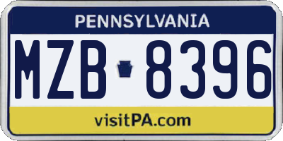 PA license plate MZB8396
