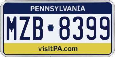 PA license plate MZB8399