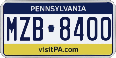 PA license plate MZB8400