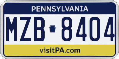 PA license plate MZB8404