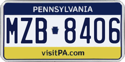 PA license plate MZB8406