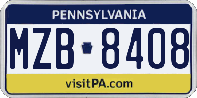 PA license plate MZB8408