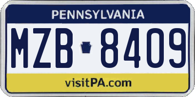 PA license plate MZB8409