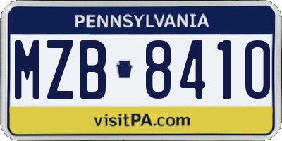 PA license plate MZB8410