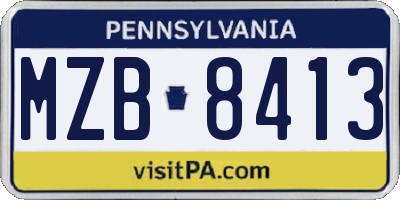 PA license plate MZB8413
