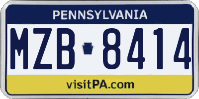 PA license plate MZB8414