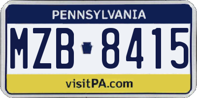 PA license plate MZB8415