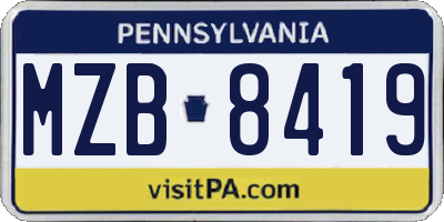 PA license plate MZB8419