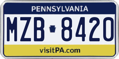 PA license plate MZB8420