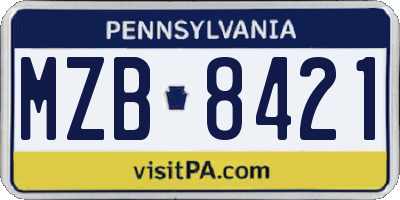 PA license plate MZB8421