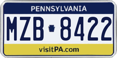 PA license plate MZB8422
