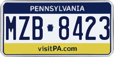 PA license plate MZB8423