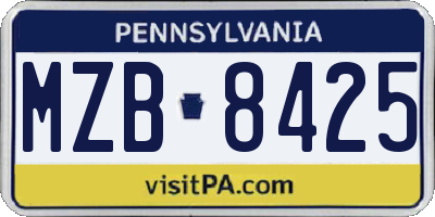 PA license plate MZB8425