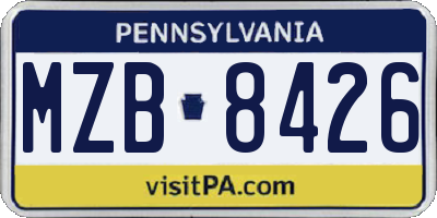 PA license plate MZB8426