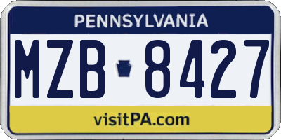 PA license plate MZB8427