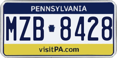 PA license plate MZB8428