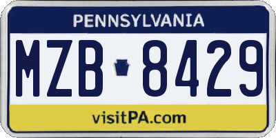 PA license plate MZB8429