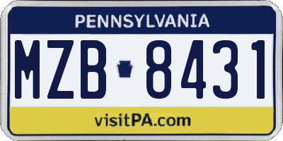 PA license plate MZB8431