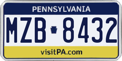 PA license plate MZB8432