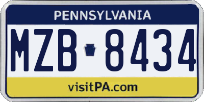 PA license plate MZB8434