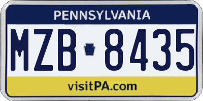 PA license plate MZB8435