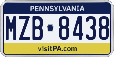PA license plate MZB8438