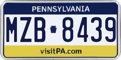 PA license plate MZB8439