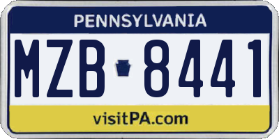 PA license plate MZB8441