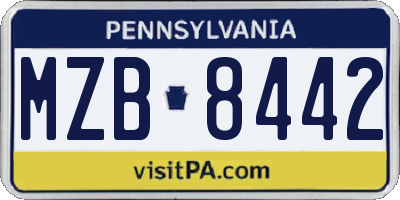 PA license plate MZB8442