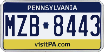 PA license plate MZB8443