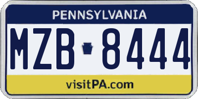 PA license plate MZB8444