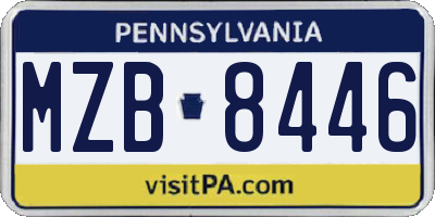 PA license plate MZB8446